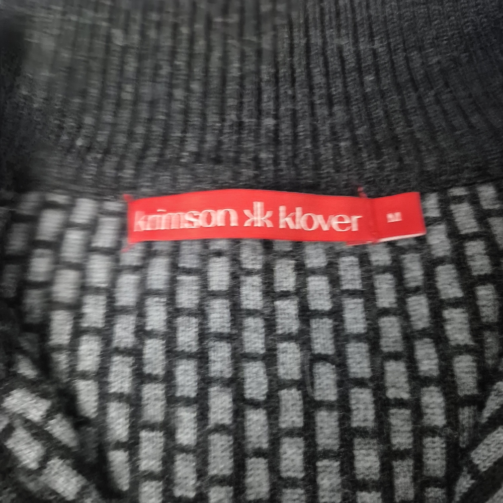 Krimson Klover 100% Merino Wool Full Zip Sweater Nordic Geometric Blue M - Picture 6 of 12